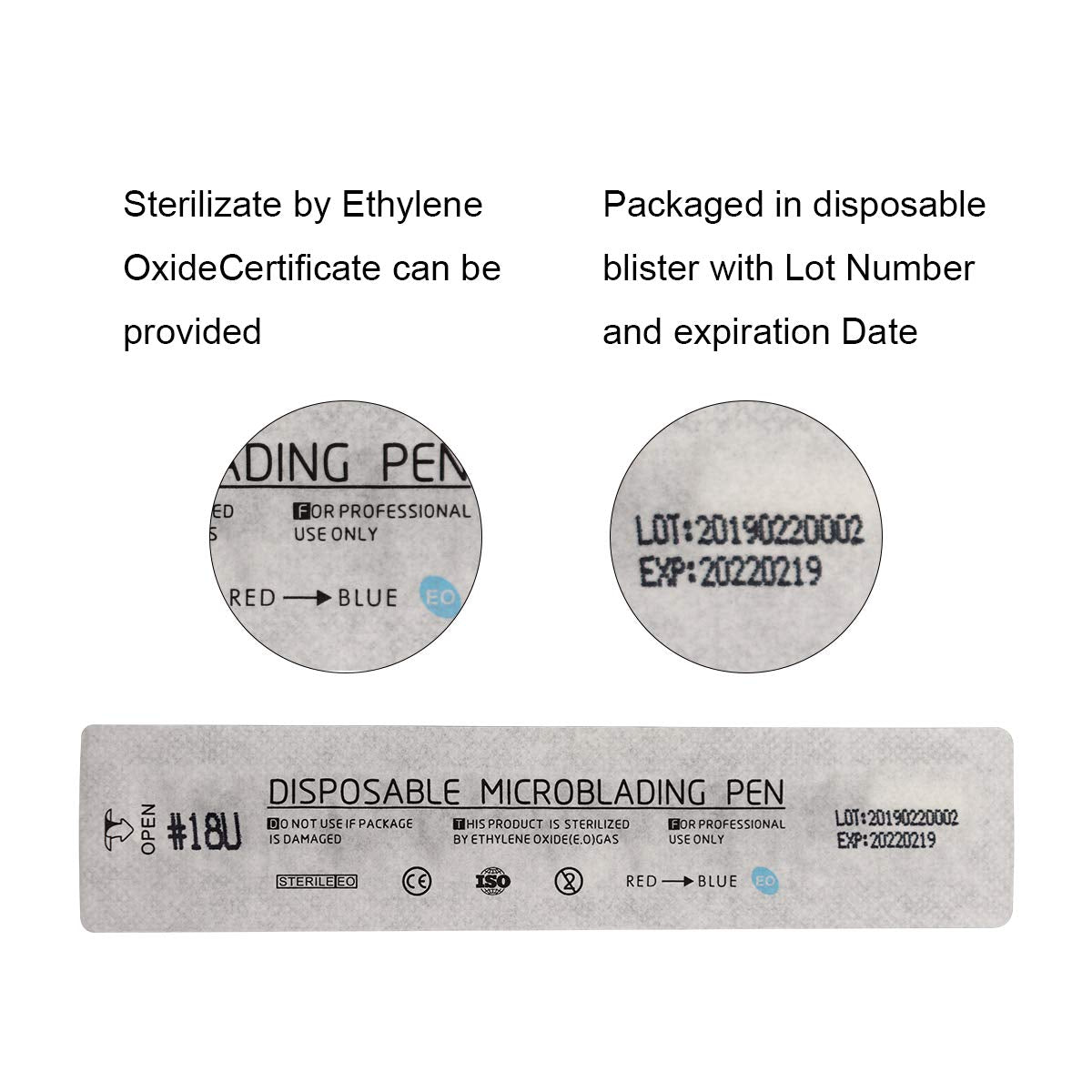 10pcs Disposable Microblading Manual Pen With Needle and Cap Permanent Makeup 14F Blades 0.2MM,disposable blister package