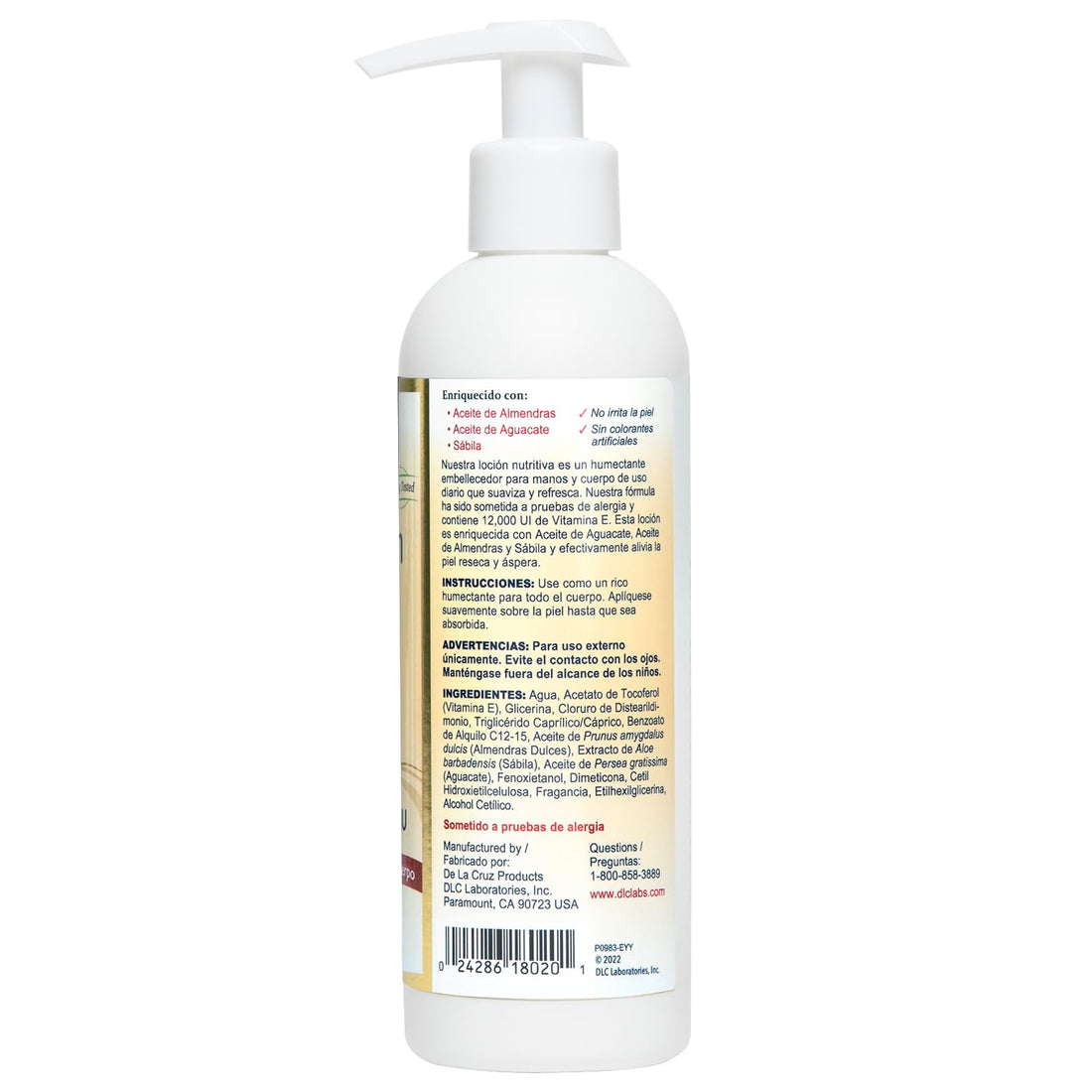 De La Cruz Vitamin E Hand and Body Lotion, 8 Ounce