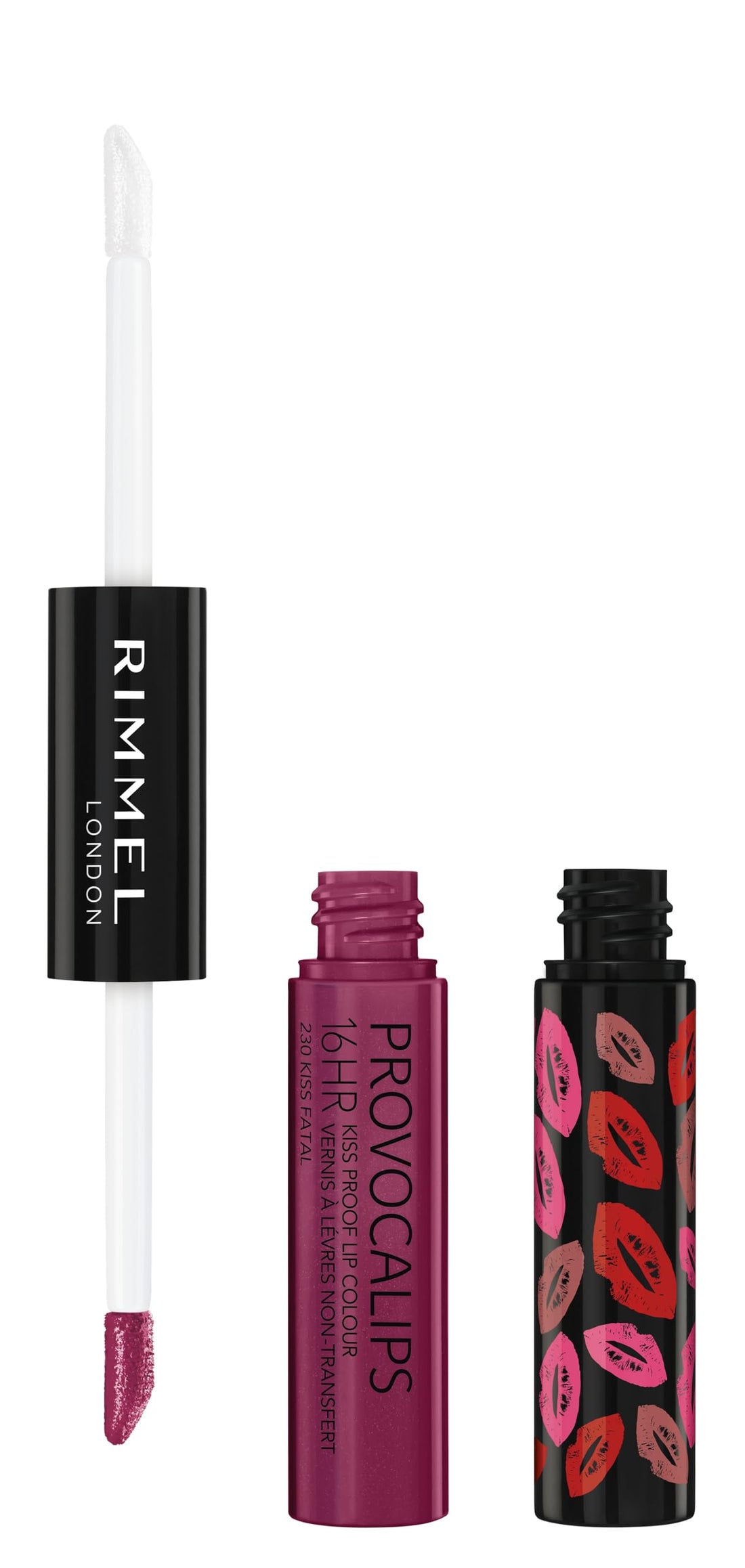Rimmel London Provocalips 16hr Kiss-Proof Lip Color - Two-Step Liquid Lipstick to Lock in Color and Shine - 230 Kiss Fatal, .14 fl.oz.