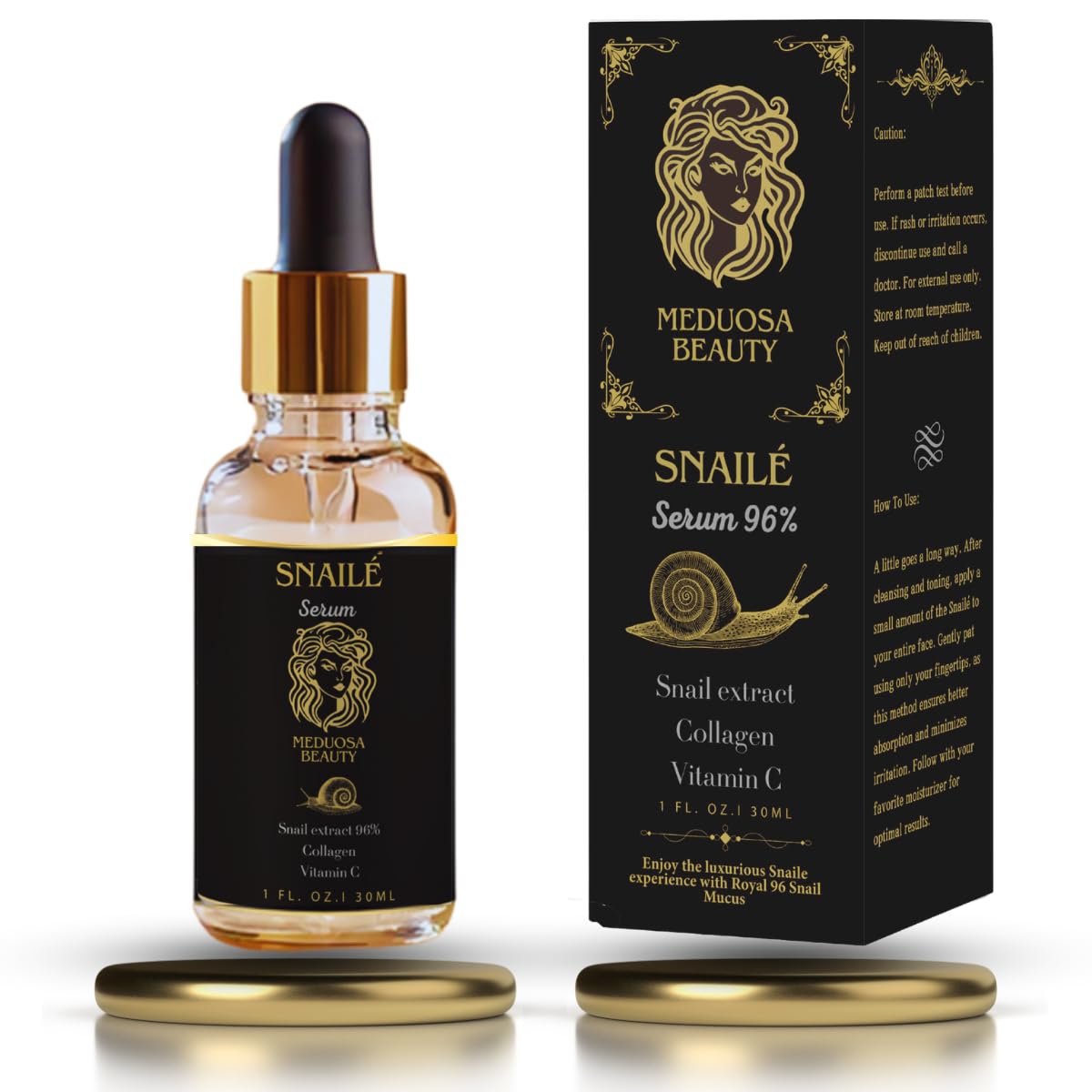 Snail Mucin 96% Serum for Sensitive Skin, Snail Power To tighten the face and neck, Dark Spots, Anti-Aging, Acne, Moisturizer, for Women and Men, Vitamin C, 30 fl oz.