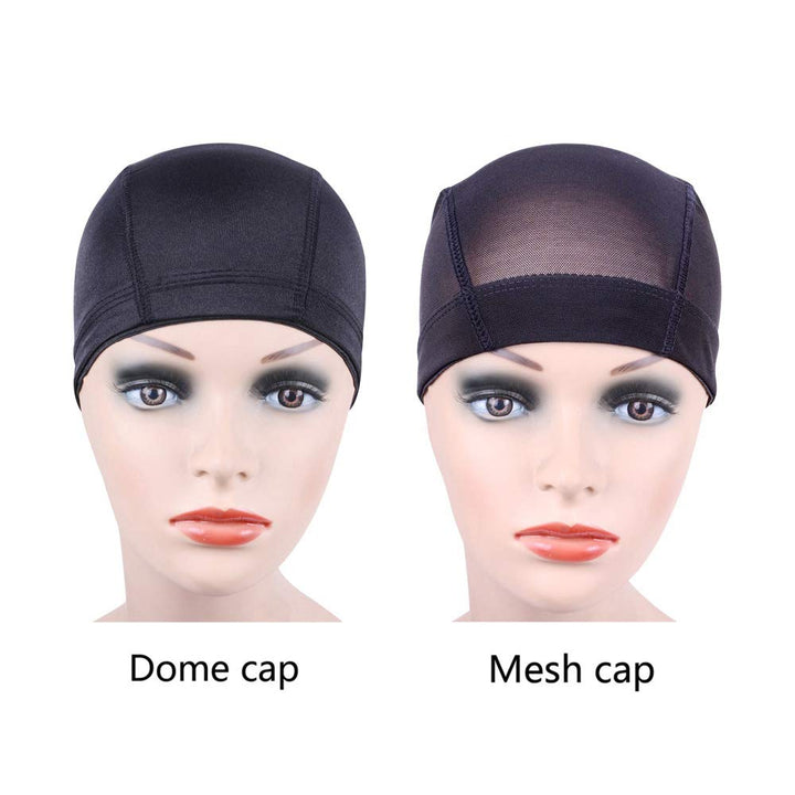 YANTAISIYU 5 Pcs/Lot Black Dome Cap Wig Caps Stretchy Wig Cap with Wide Elastic Band for Making Wig (Dome Cap S)