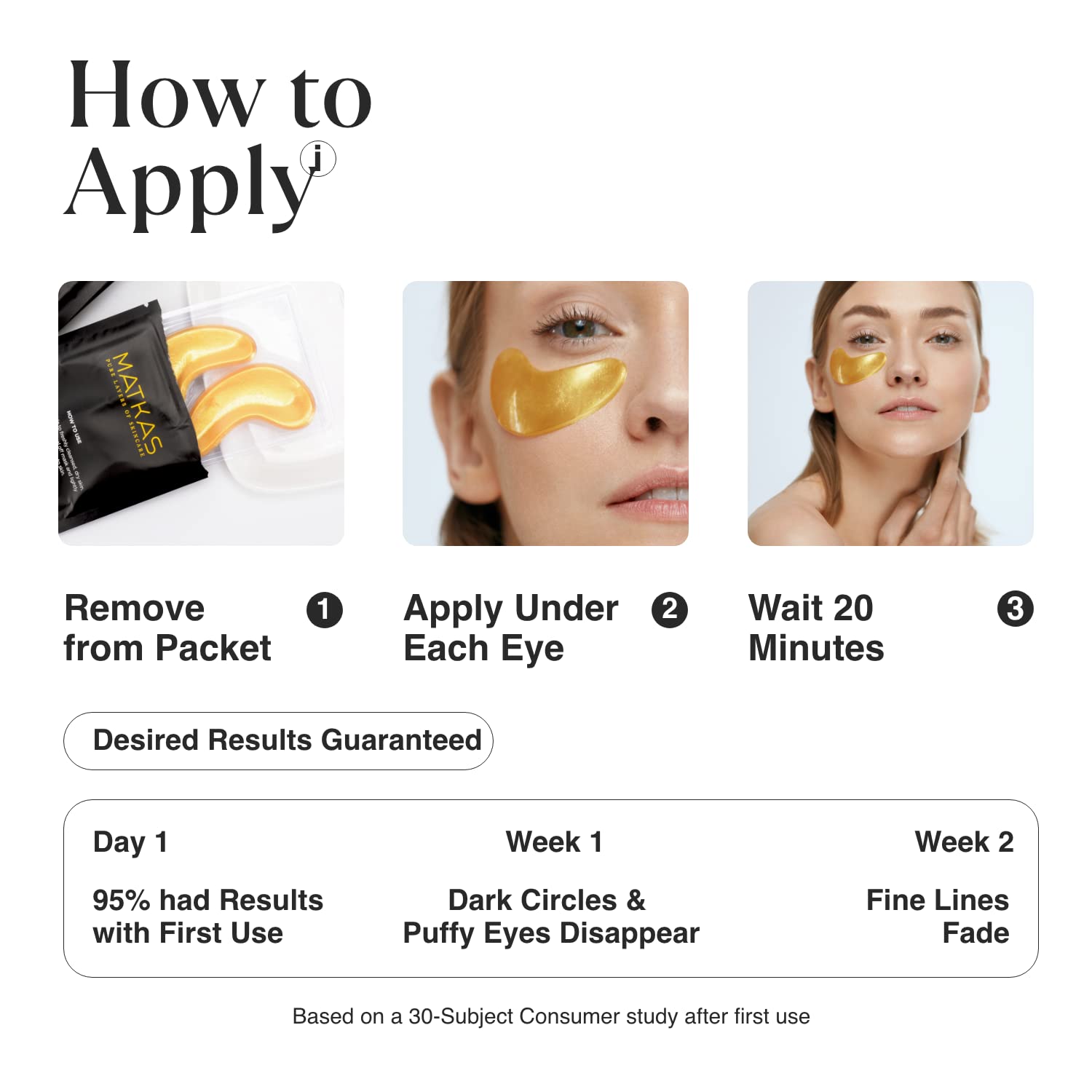 MATKAS Korean Gold Under Eye Patches for Dark Circles and Puffiness, Wrinkles - Retinol + Hyaluronic Acid + Collagen + Niacinamide, Under Eye Mask Puffy Eyes Treatment for Women Skin Care