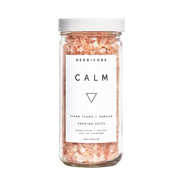 HERBIVORE Calm Soaking Bath Salts – Natural Himalayan Pink Salt, Moisturizing + Relaxing, Ylang Ylang & Vanilla, Plant-Based, Vegan, Cruelty-Free, 8 oz