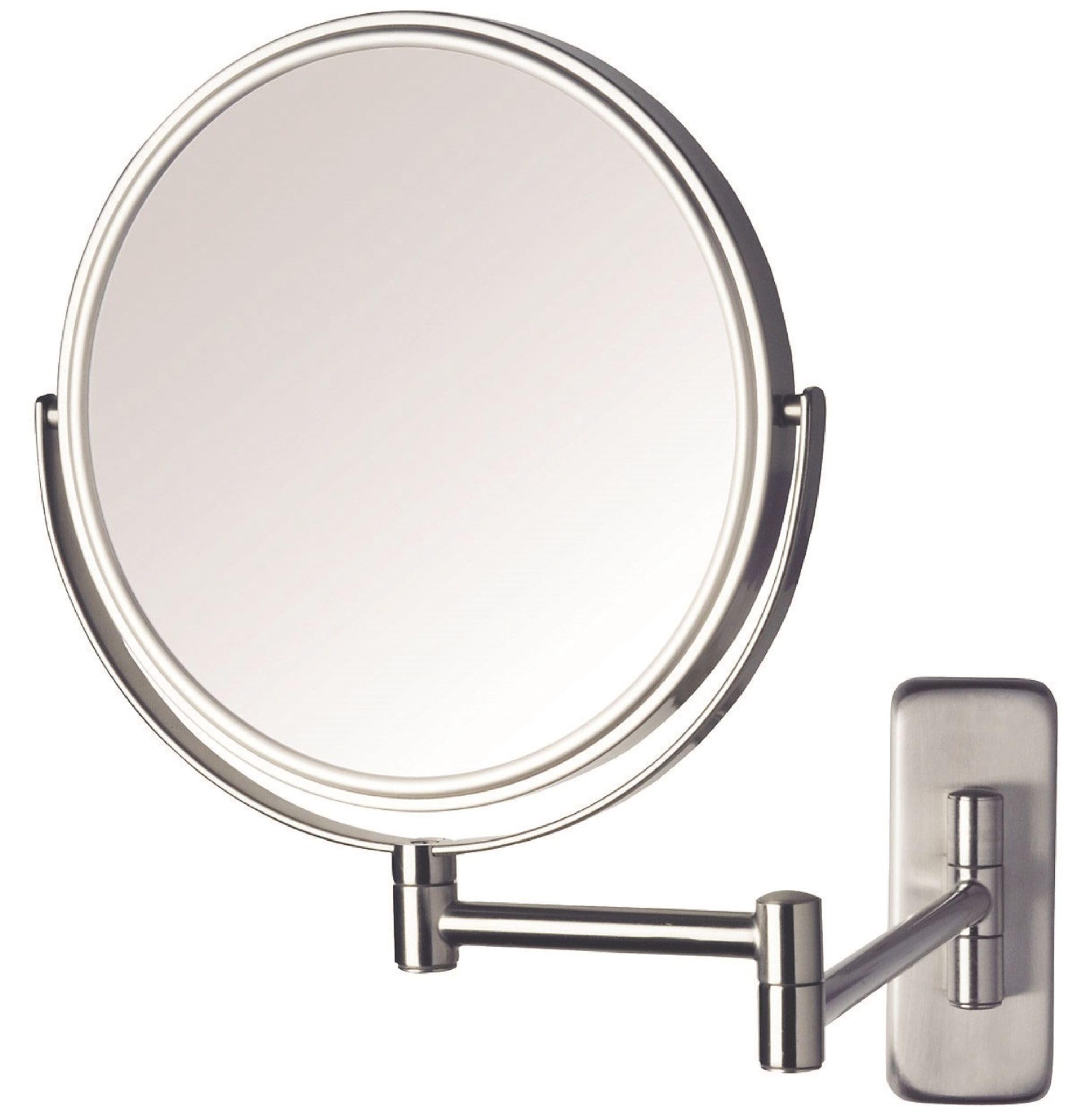 Jerdon JP7808N 8-Inch Two-Sided Swivel Wall Mount Mirror with 8x Magnification, 13.5-Inch Extension, Nickel Finish