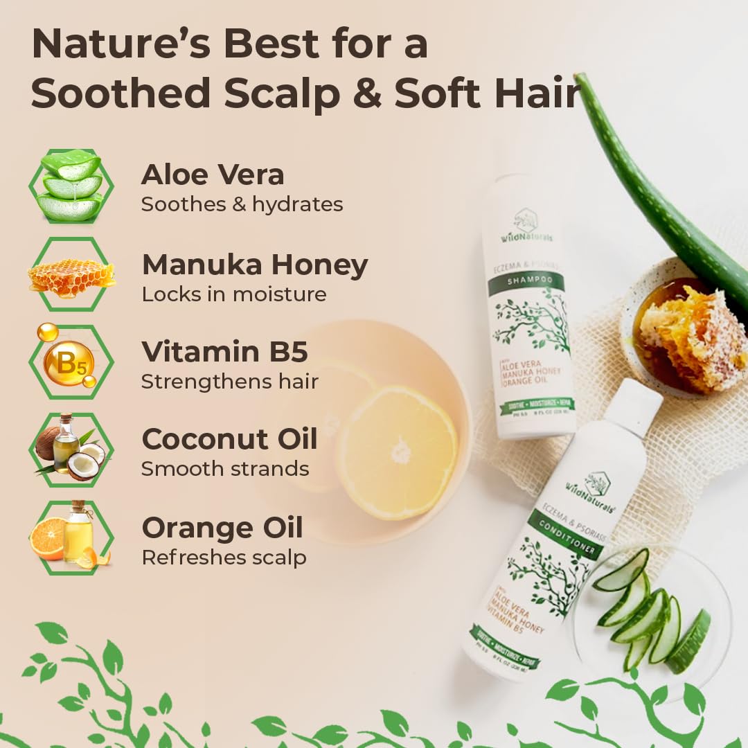 Eczema Psoriasis Shampoo & Conditioner Set for Men & Women - Anti Dandruff Shampoo for Dry Scalp & Hair - Seborrheic Dermatitis for Itchy Scalp Treatment - Eczema for Psoriasis