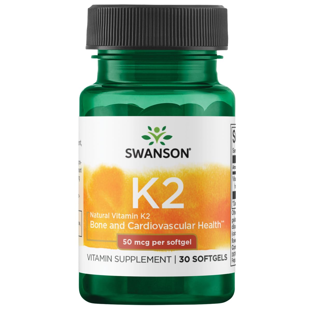 Swanson Natural Vitamin K2 (Menaquinone-7 from Natto) 50 mcg 30 Sgels