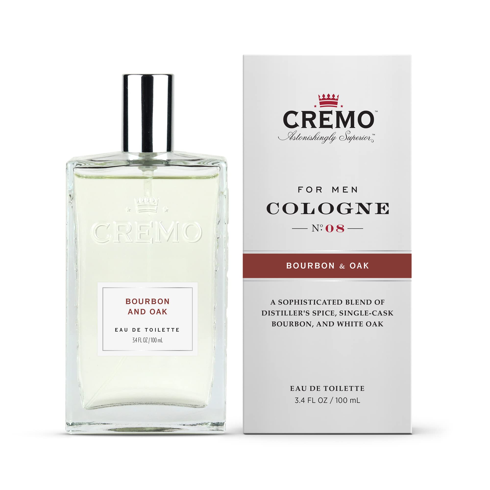 Cremo Cologne Spray, Bourbon & Oak, 3.4 Ounce