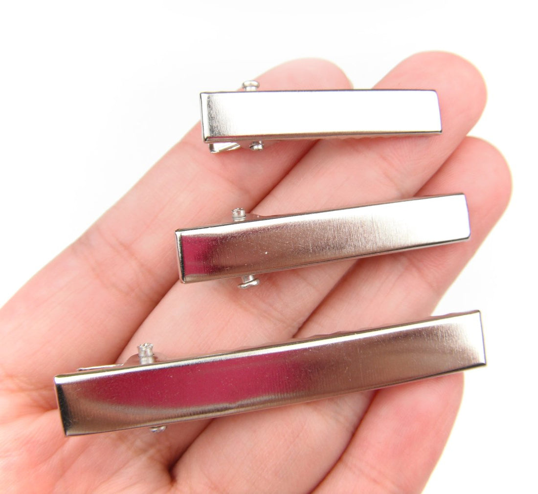 ALL in ONE DIY Hair Clip Kit: Assorted Size Flat Single Prong Metal Alligator Clip 33mm 40mm 58mm (30pcs)