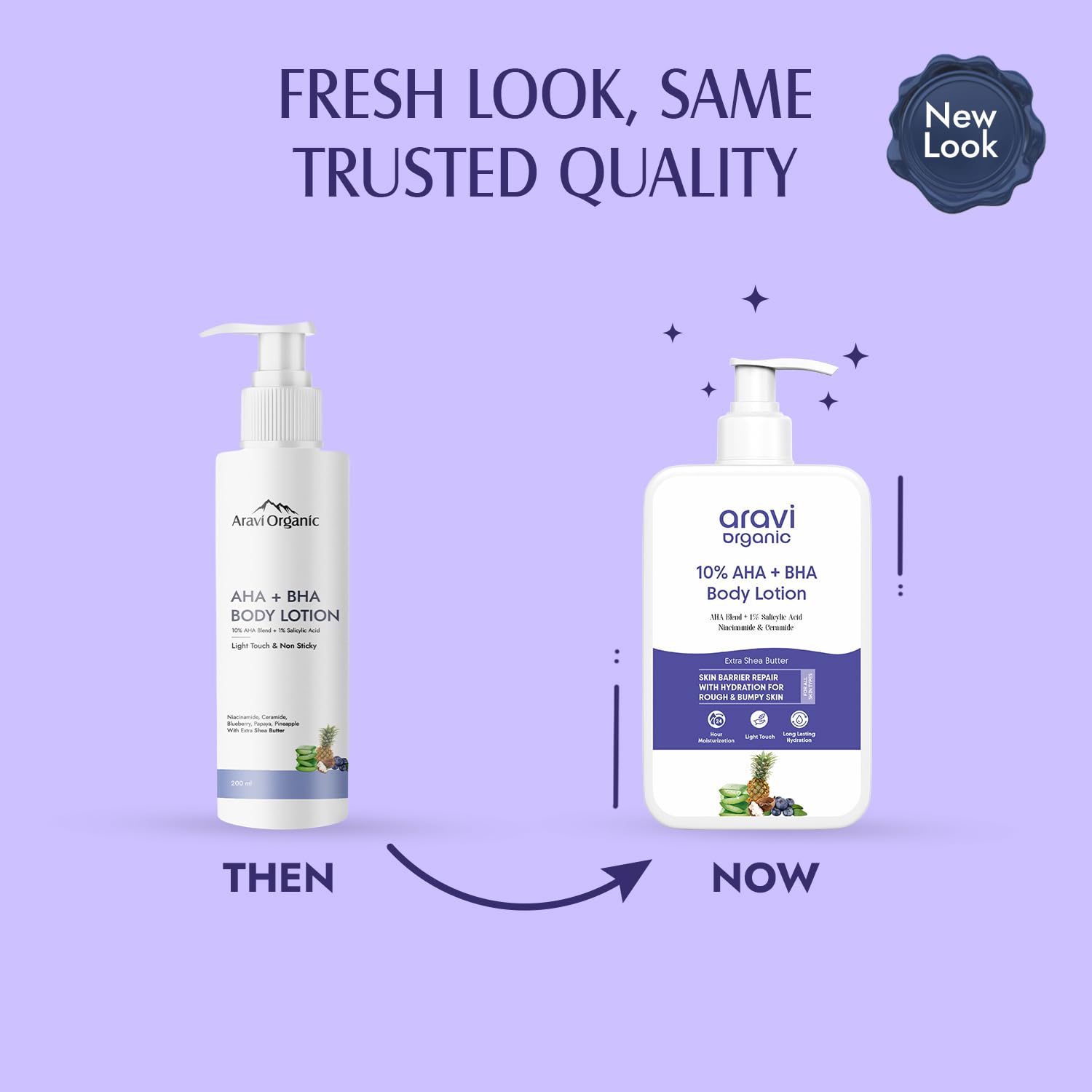 Aravi Organic 10% AHA + 1% BHA Exfoliating Body Lotion - Glycolic & Lactic Acid Body Lotion with Niacinamide - Smooths Rough & Bumpy Skin with Anti-Aging - 6.76 Fl Oz / 200ml