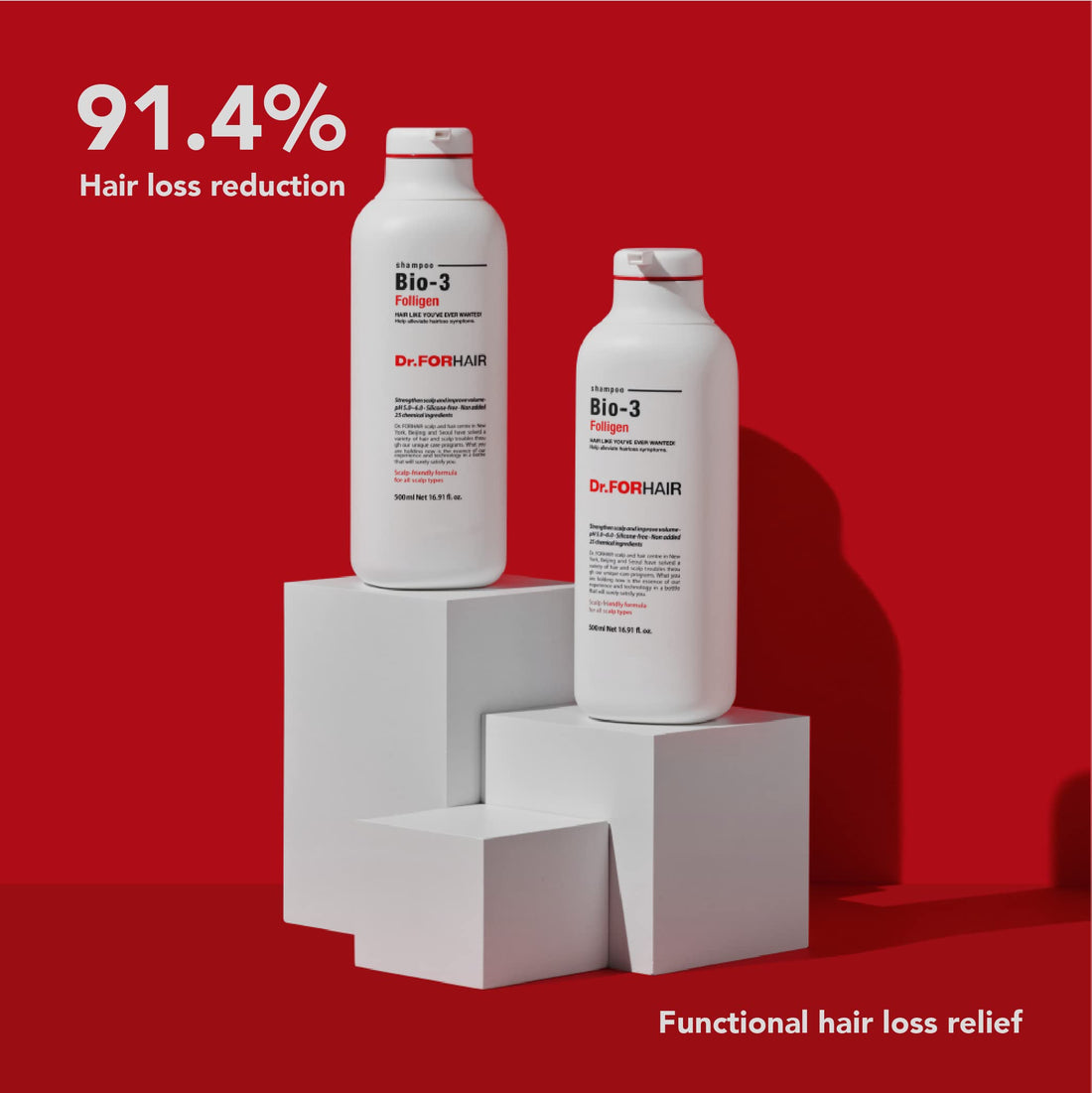 Dr.FORHAIR Bio-3 Folligen Biotin Shampoo (16.9 oz) Scalp Strengthen and Improve Volume Scalp-friendly formula (No Parabens, Silicone, Sulfates)