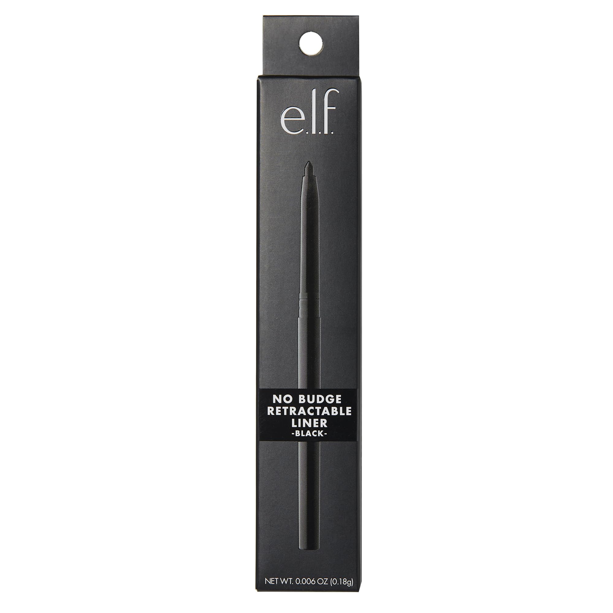 e.l.f. No Budge Retractable Eyeliner, Creamy, Ultra-Pigmented & Waterproof, Creates Bold & Defined Lines, Vegan & Cruelty-Free, Black 0.006 Oz