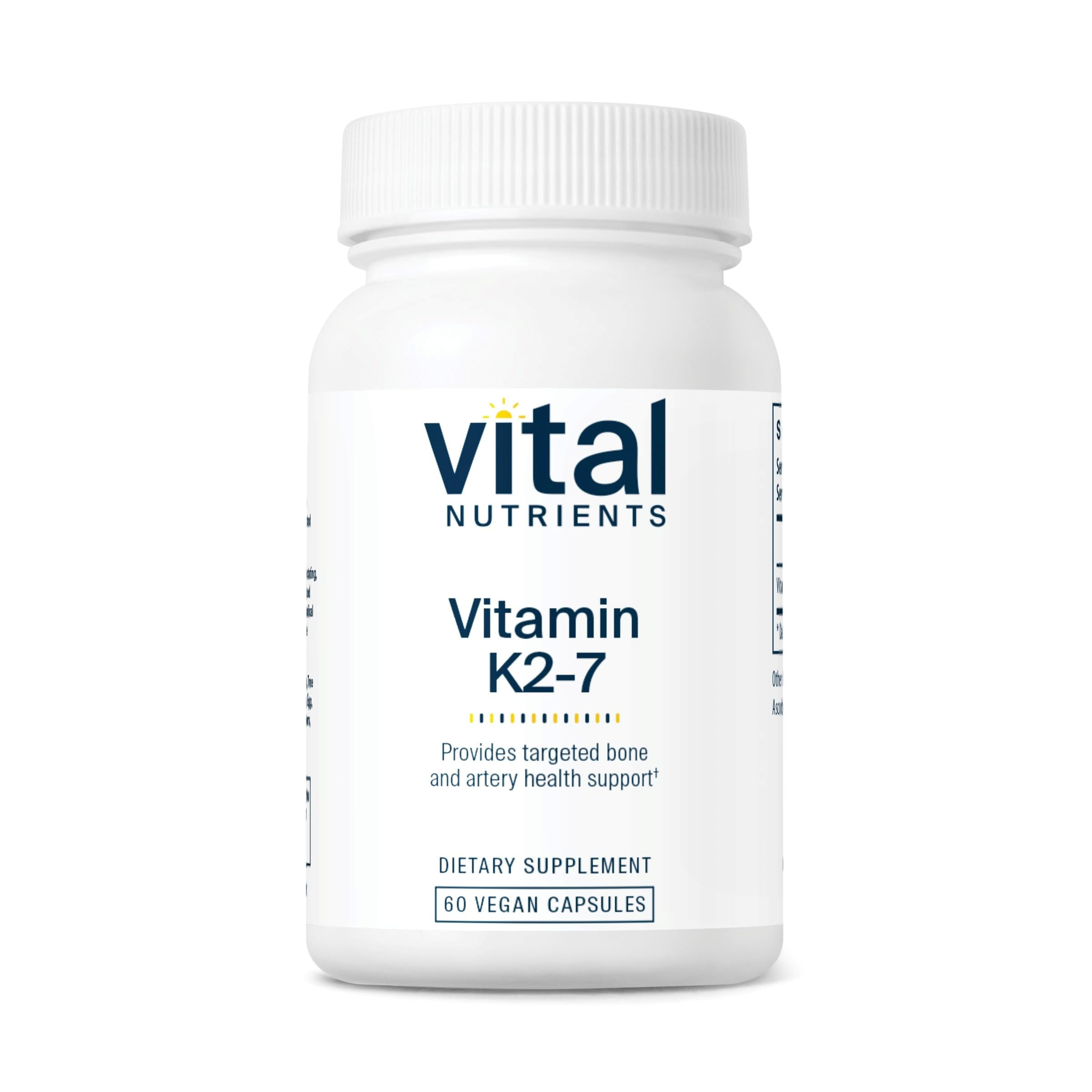 Vital Nutrients Vitamin K2-7 | Promotes Cardiovascular, Heart, Bone Health* | Vitamin K2 + MK7 | Vegan Vitamin K Supplement | Gluten, Dairy, Soy Free | Non-GMO | 60 Capsules