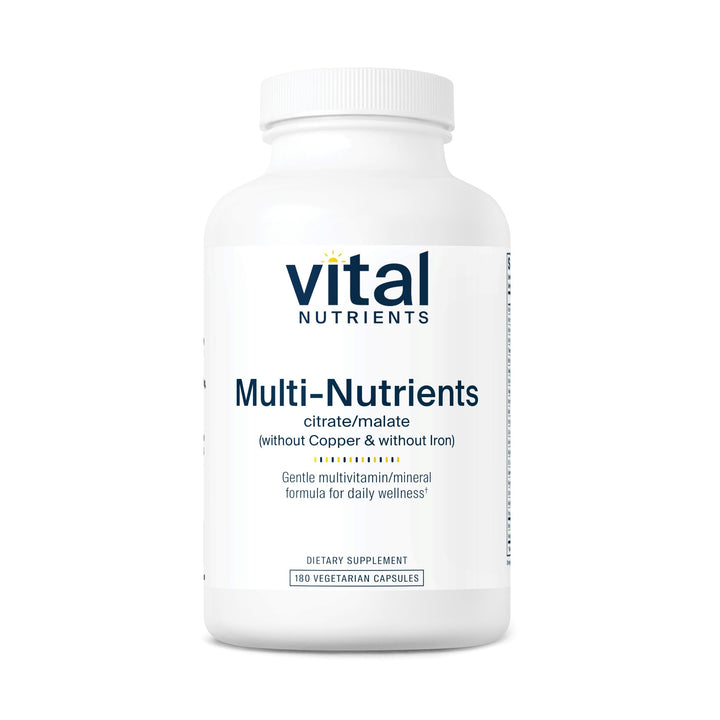Vital Nutrients Multi-Nutrients 3|Vegetarian Multivitamin|Citrate/Malate Formula|Without Copper or Iron| Multi Vitamin, Mineral, & Antioxidant Supplement| Gluten, Dairy, Soy Free|Non-GMO|180 Capsules