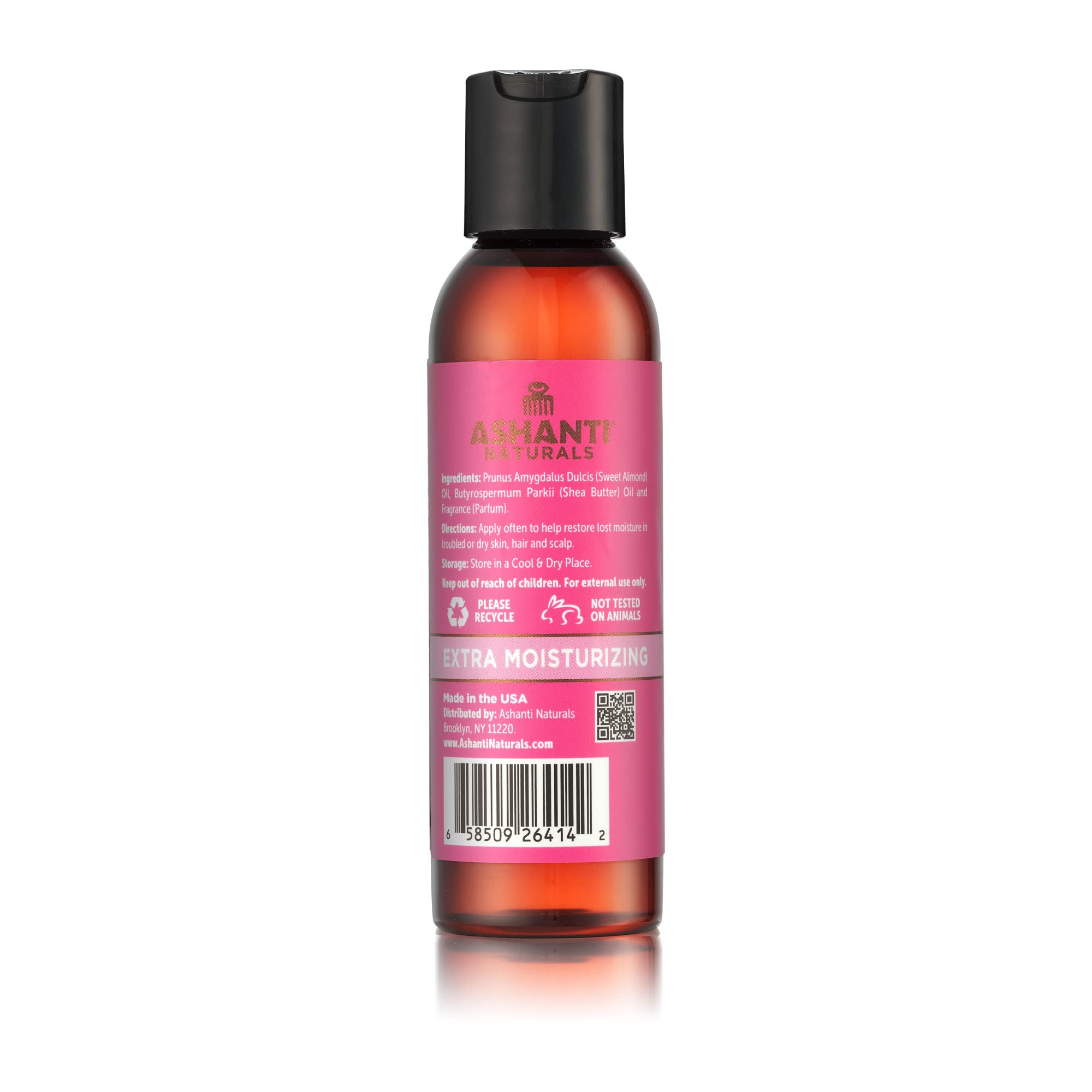 Ashanti Naturals Pure Shea and Sweet Almond Oil for Hair and Skin | Moisturizing Body Oil for Dry Skin, Scalp and Hair [Fragrance: Pink Kisses, 4 oz]