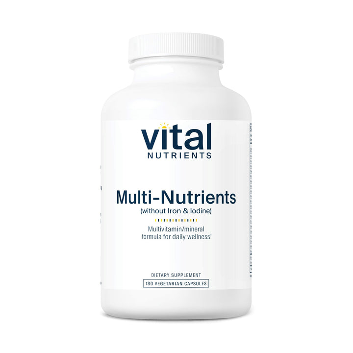 Vital Nutrients Multi-Nutrients with No Iron or Iodine | Comprehensive Vegetarian Daily Multivitamin and Mineral Formula with Potent Antioxidants* | Gluten, Dairy and Soy Free | 180 Capsules