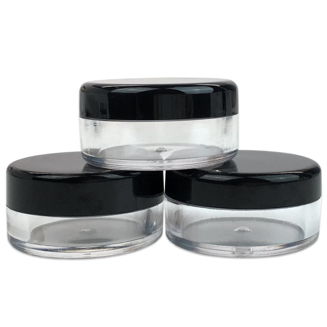 Beauticom® 5G/5ML High Quality Round Clear Jars with Black Lids for Makeup, Lotion, Creams, Eyeshadow, Cosmetic Product Samples - BPA Free (Quantity: 100pcs)