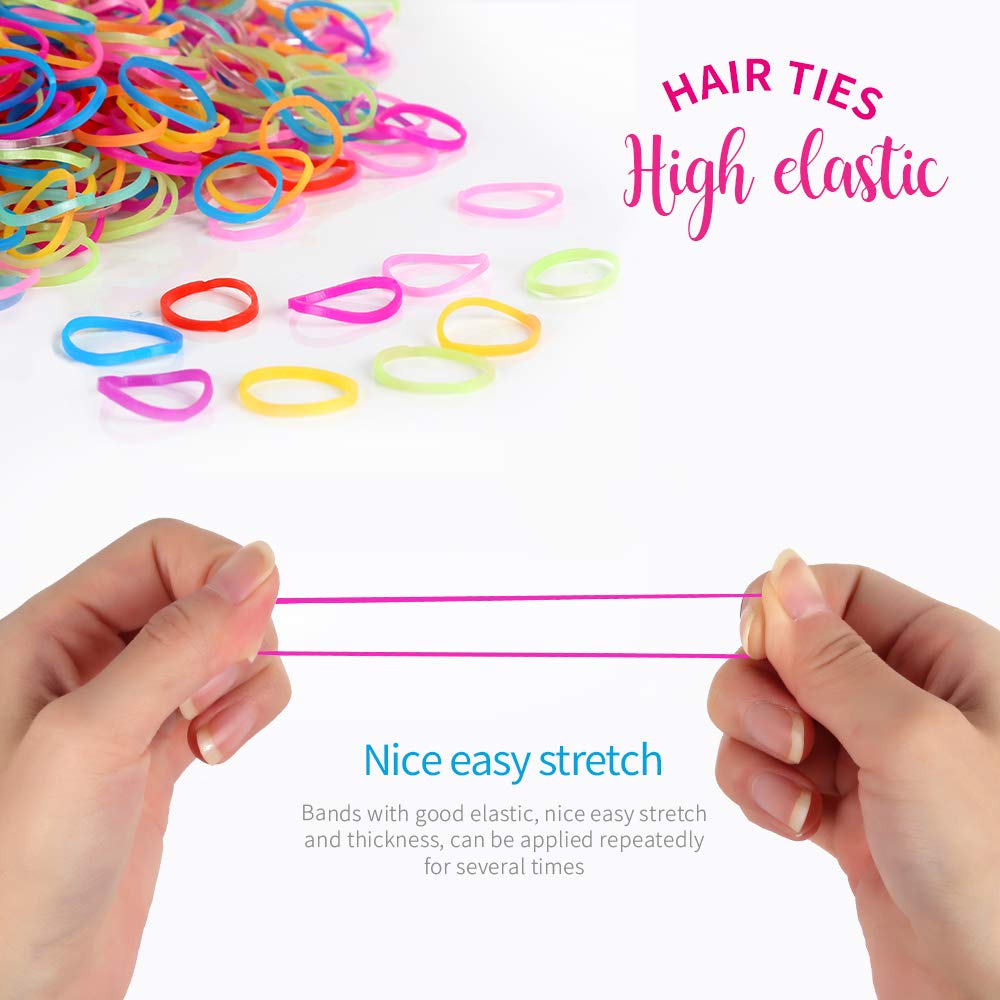 YGDZ YGDZ 4000pcs Soft Elastic Hair Bands, 2000pcs Multi Color and 2000pcs Clear Hair Holder Hair Tie Elastic Rubber Bands for Baby Girls