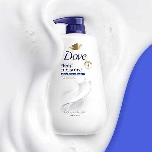 Dove Body Wash with Pump Deep Moisture for 24hr Lotion-Soft Skin Moisture Moisturizing Skin Cleanser with No Sulfates No Parabens 30.6 oz