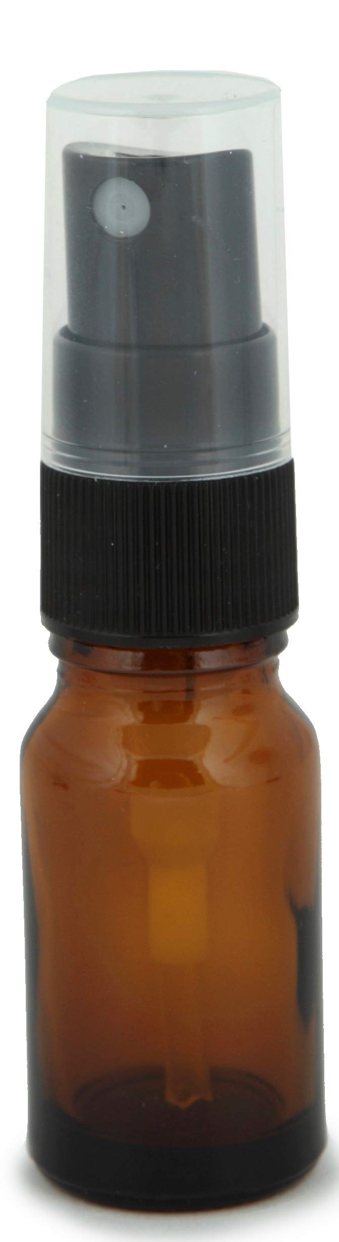 Vivaplex, 24, Amber, 10 ml (1/3 oz) Glass Bottles, with Black Fine Mist Sprayer's