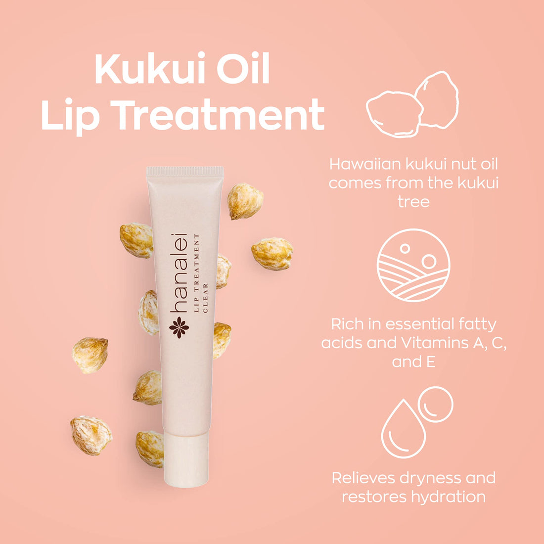 Lip Treatment by Hanalei, Made with Kukui Oil, Shea Butter, Agave, and Grapeseed Oil Soothe Dry Lips, (Cruelty free, Paraben Free) MADE IN USA (Clear Travel-size 3 pack (5ml/5g/0.17oz x 3 tubes)