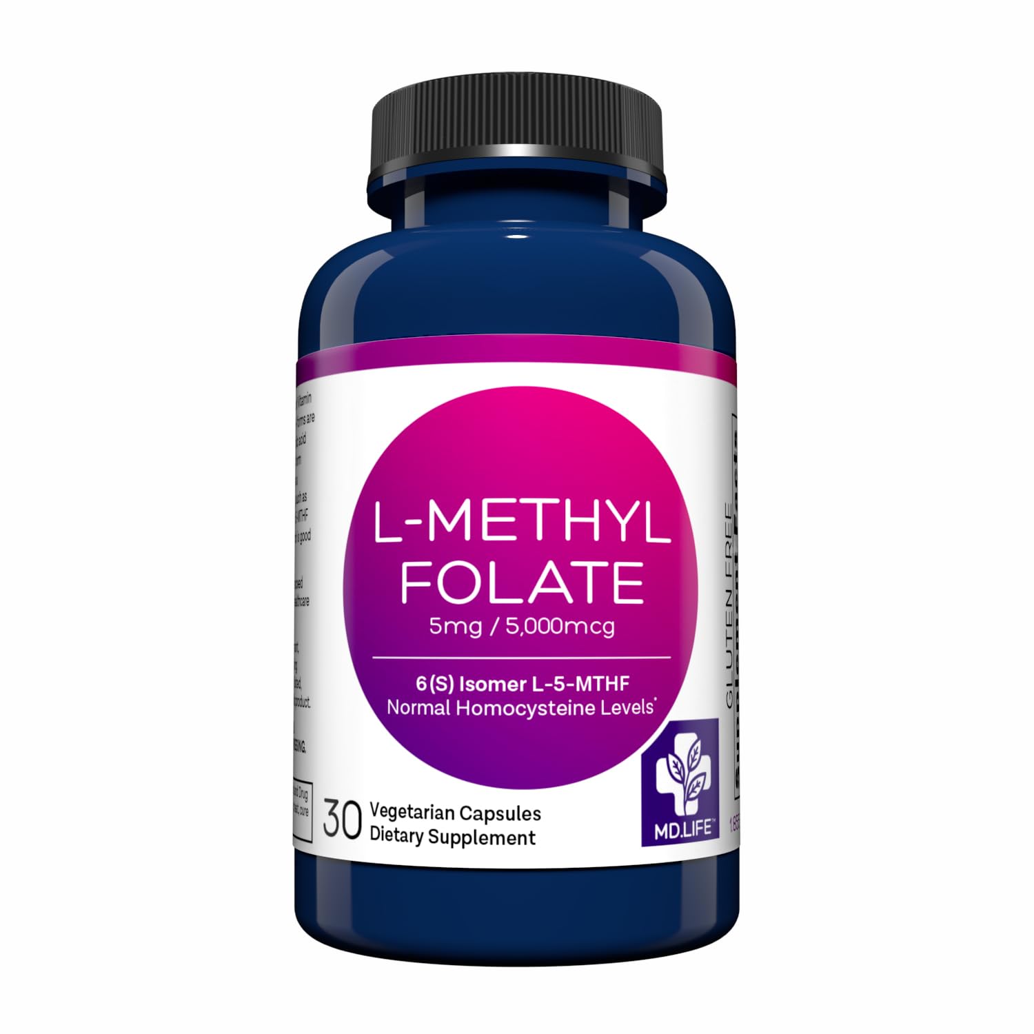 MD Life L-Methylfolate 5mg - Professional-Grade Active Methylfolate Supplement - Maximum Potency MTHFR Supplements - L methylfolate 5mg 30 Capsules - Essential Amino Acids