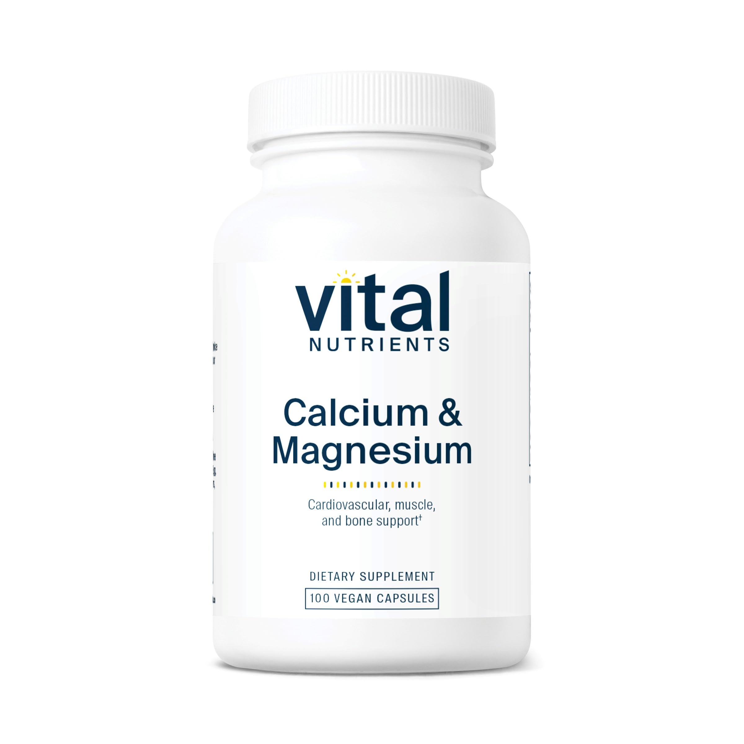 Vital Nutrients Calcium & Magnesium | Vegan Calcium Supplement with Magnesium | Support Bone Strength, Muscle, and Heart Health* | Gluten, Dairy, Soy Free | Non-GMO | 100 Capsules