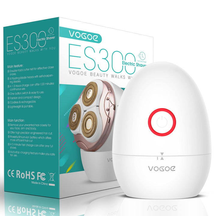 VOGOE ES300 Women's Electric Shaver Epilator for Women Face Legs Armpits Bikini Zone Wireless Wet and Dry Shaver Electric Shaver Waterproof