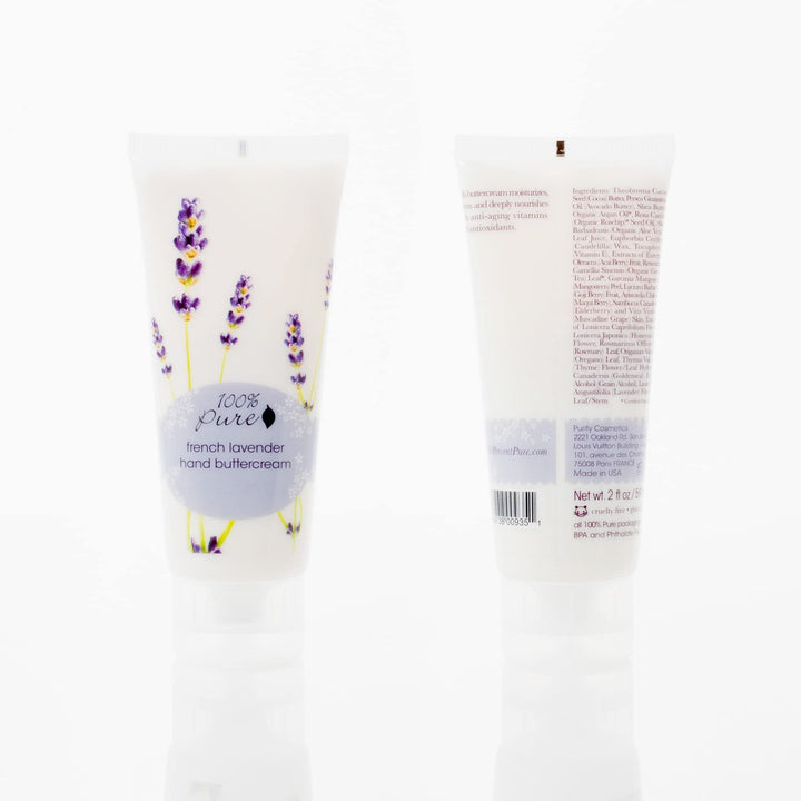 100% PURE French Lavender Hand Cream (Hand Buttercream), Dry Skin Hand Lotion, Made with Shea Butter, Natural Lotion for Dry Hands - 2 Fl Oz