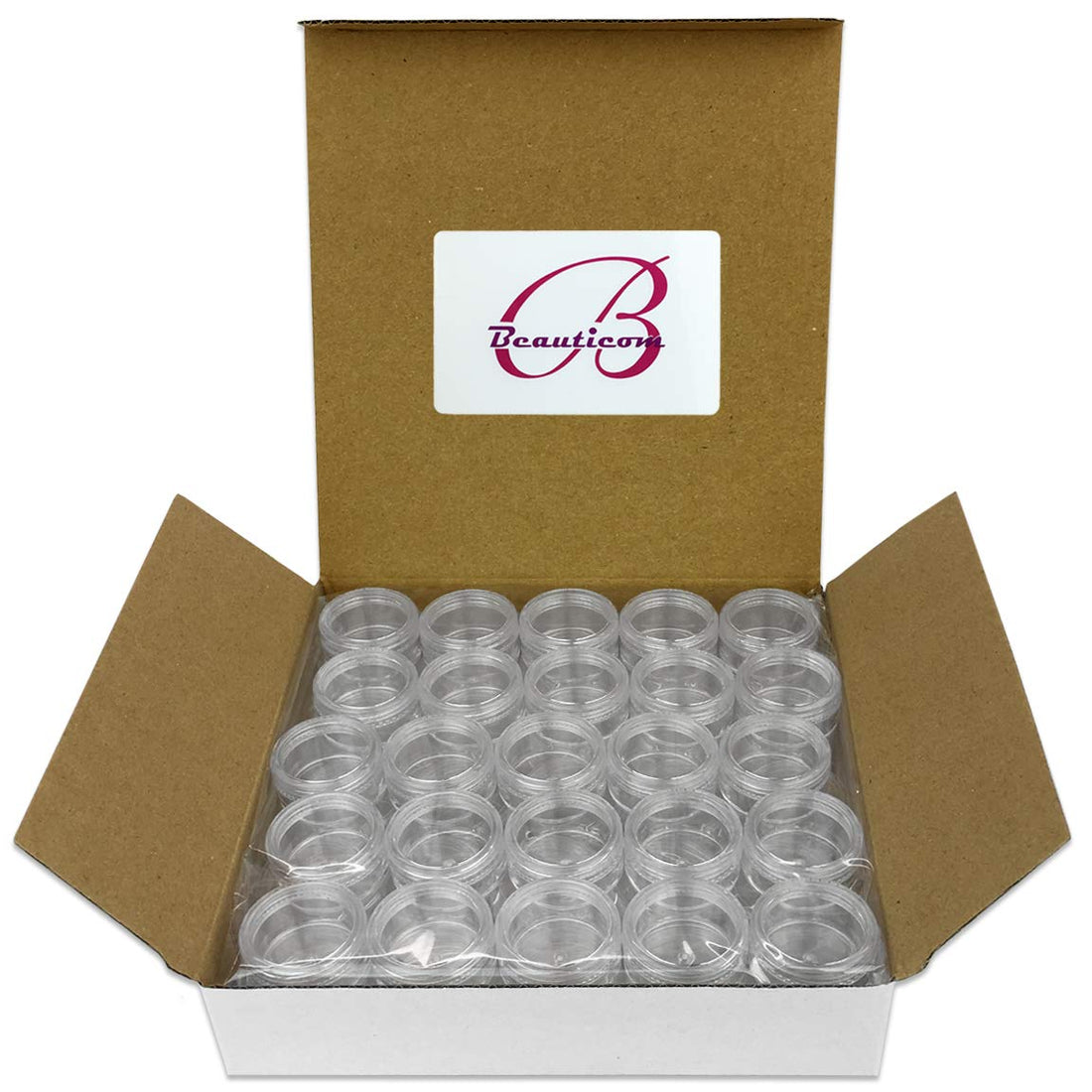 (Quantity: 100 Pieces) Beauticom® 5G/5ML High Quality Round Clear Jars with Screw Cap Lids for Scrubs, Oils, Salves, Creams, Lotions - BPA Free