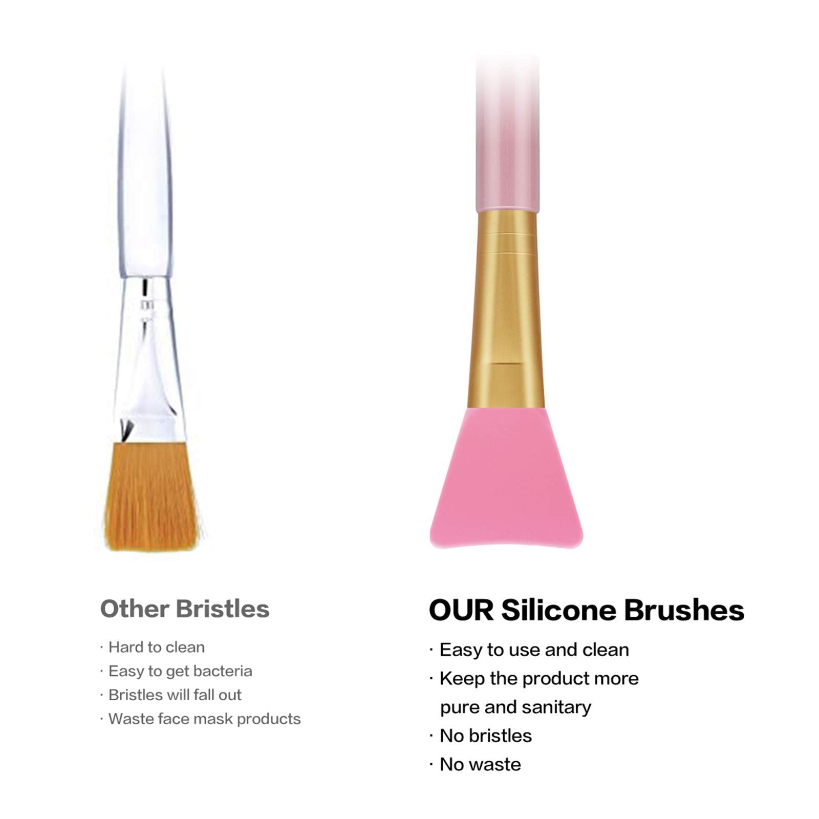 Cuttte 4pcs Silicone Face Mask Applicators, Flexible Facial Mud Masks Applicator, Hairless Moisturizers Tools, Soft Facial Brushes for Mud, Clay, Charcoal (Peach)