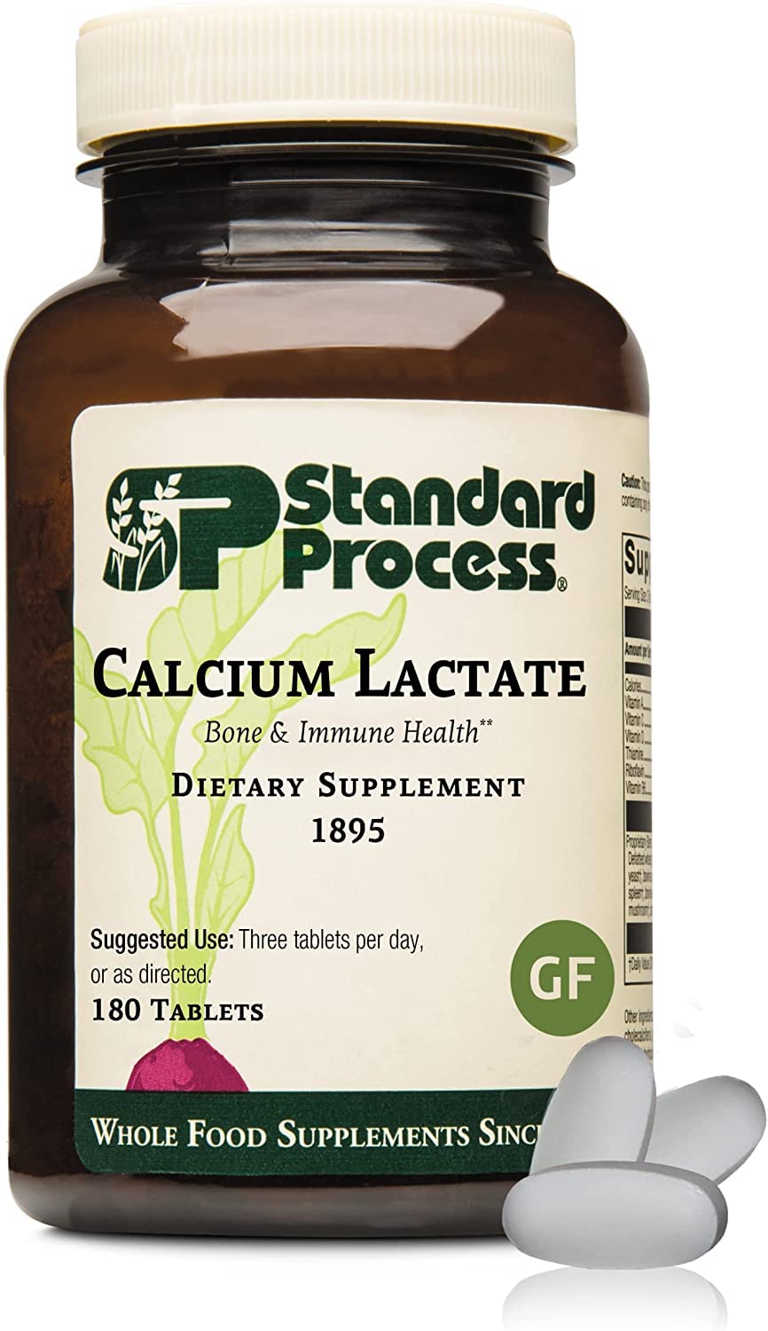 Standard Process Inc. Calcium Lactate - Immune Support and Bone Strength - Bone Health and Muscle Supplement with Magnesium and Calcium - 180 Tablets