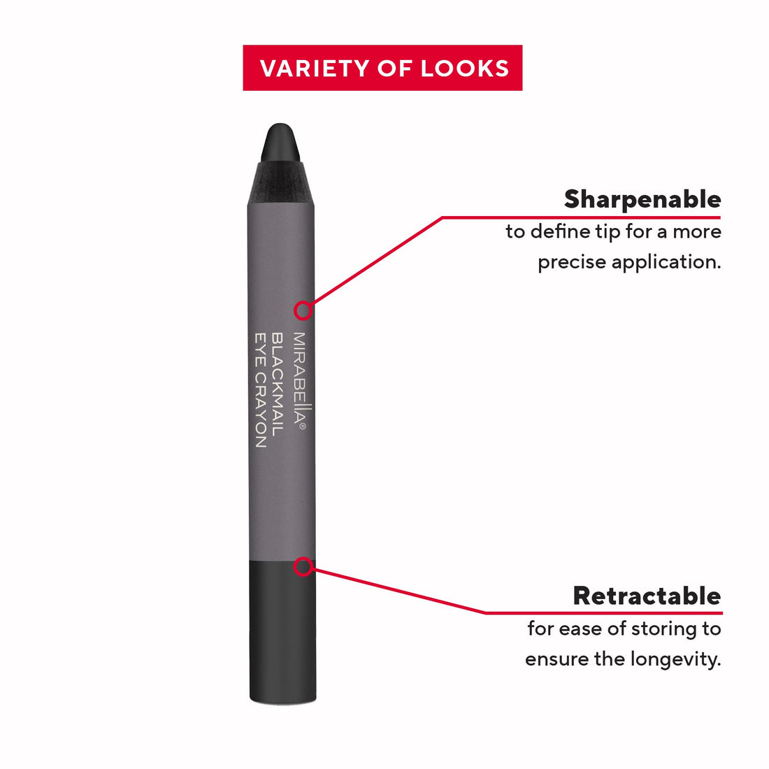 Mirabella Blackmail Eye Crayon Talc-Free, 0.64 Ounce by Mirabell