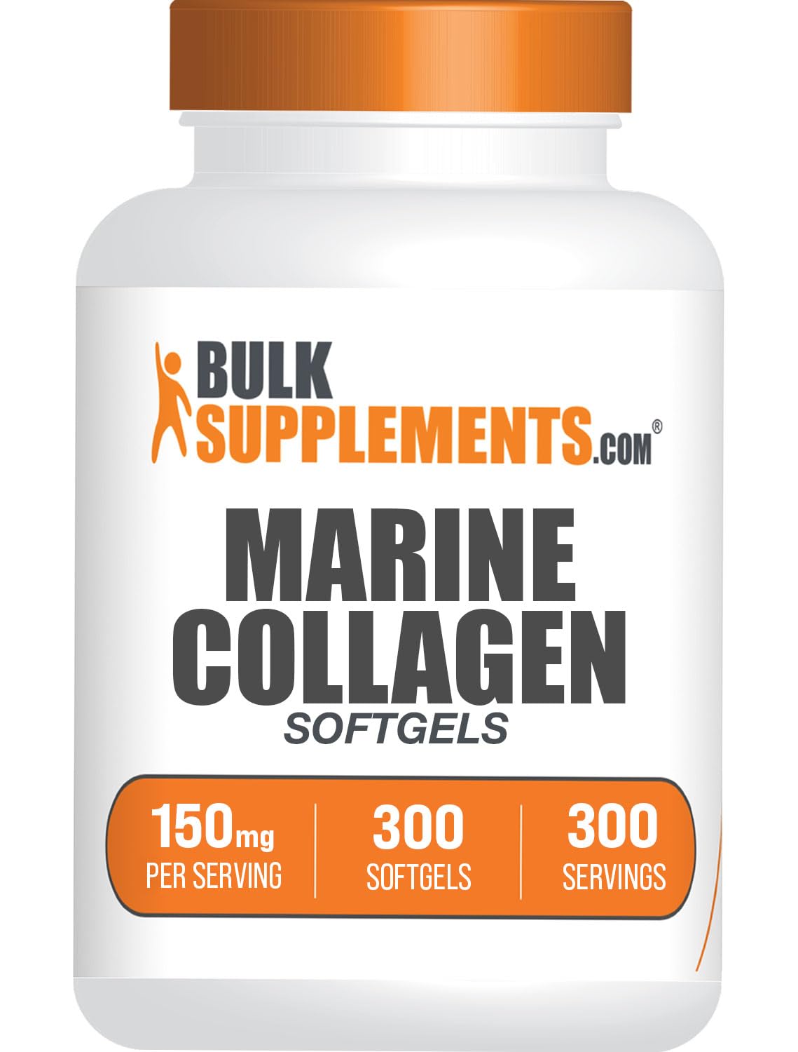 BulkSupplements.com Marine Collagen Softgels - Collagen Supplement, Collagen for Women & Men, 150mg of Collagen - Gluten Free, 1 Softgel per Serving, 300 Count (Pack of 1)