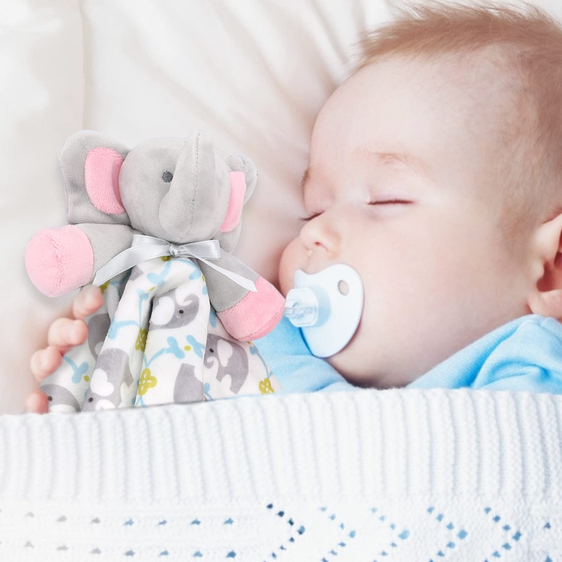 Zooawa Elephant Loveys for Babies Unisex for 1 2 3 4 5 6 Months Security Blanket Soft Stuffed Animal Elephant Baby Stuff Lovie Snuggle Blanket, Soothing Plush Toys Baby Gift for Newborn, Colours