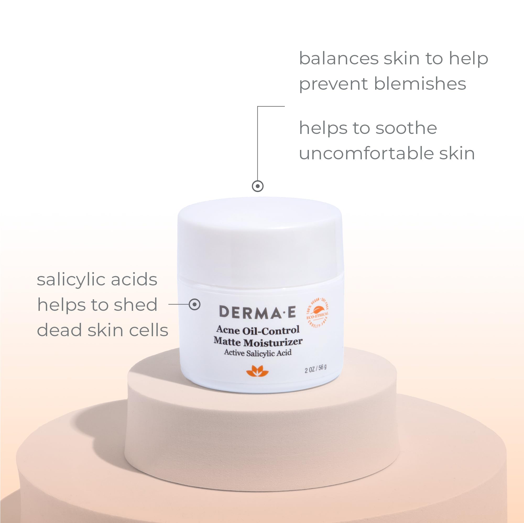 DERMA E Acne Oil Control Face Moisturizer, 2 Oz, Matte Moisturizer with Salicylic Acid, Tea Tree Oil & Aloe Vera, Face Cream Rebalances Sebum Production & Prevents Blemishes, Redness & Breakouts 2 Oz