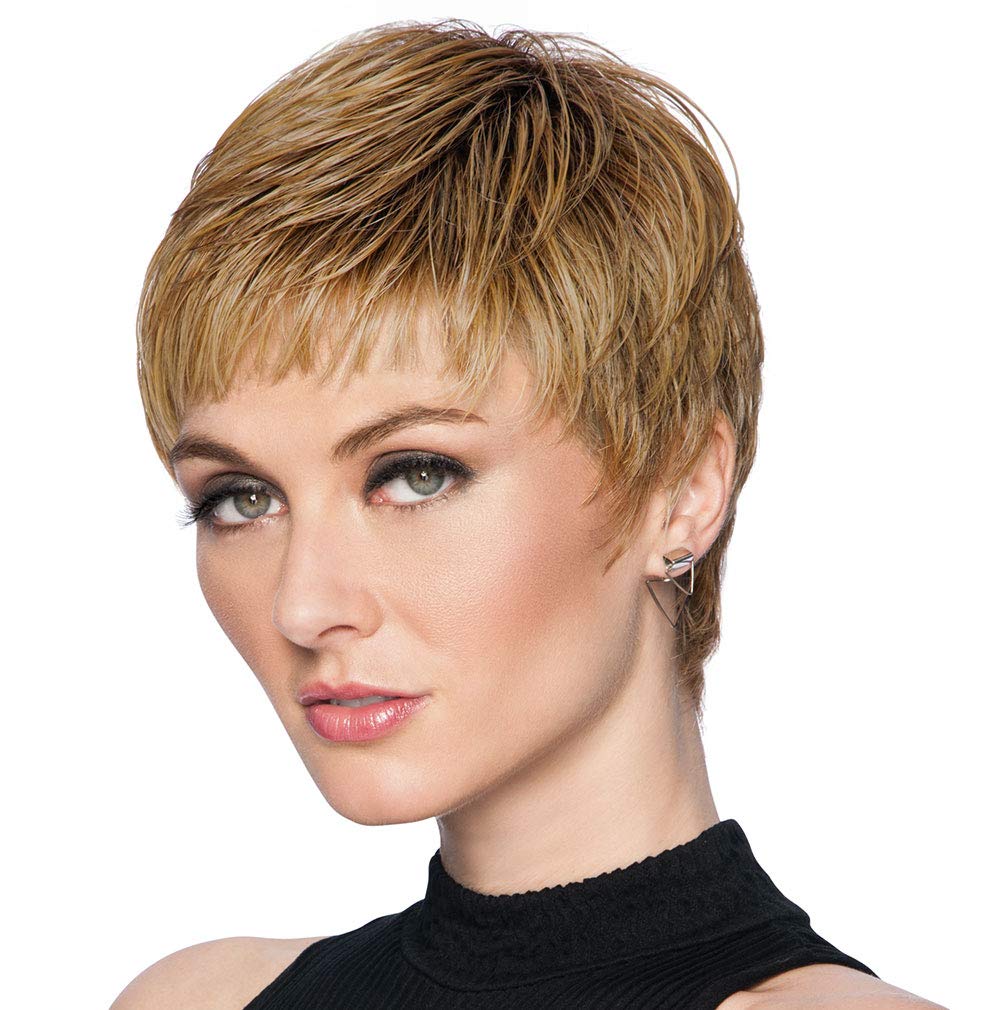 Rooted Ginger Blonde: Textured Cut Wig Color Ss25 Ginger Blonde - Hairdo Wigs Short Feathered Modern Tru2Life Heat Friendly Synthetic Wispy Bang
