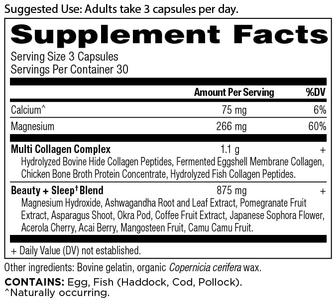 Ancient Nutrition Collagen Pills for Hair, Skin and Nails, Beauty + Sleep 90 Ct, Collagen Supplement + Magnesium, Supports Skin and Nails, Sleep, Paleo and Keto Friendly, Gluten Free