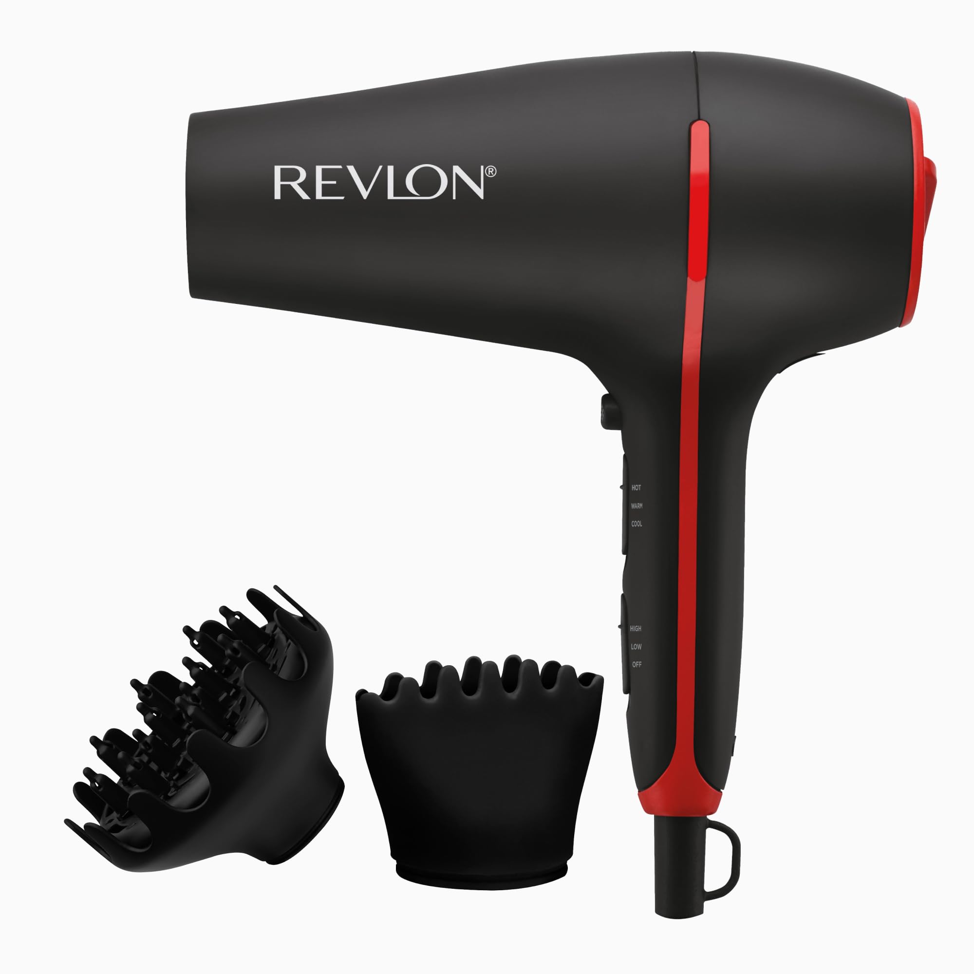REVLON SmoothStay Coconut Oil Infused Hair Dryer with Diffuser, Blow Dryer with Diffuser and Concentrator Attachment, for Shinier, Smoother, Salon-Quality Hair