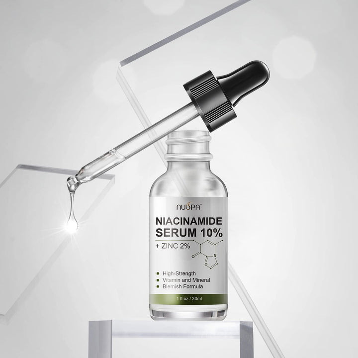 NUSPA Niacinamide Serum 10% Plus Zinc 2% for Face Skin Care Vitamin B3 Facial Serum with Hyaluronic Acid for Dry Skin and Pore SkinTreatment,Multi-Use For Face,Neck,Hand