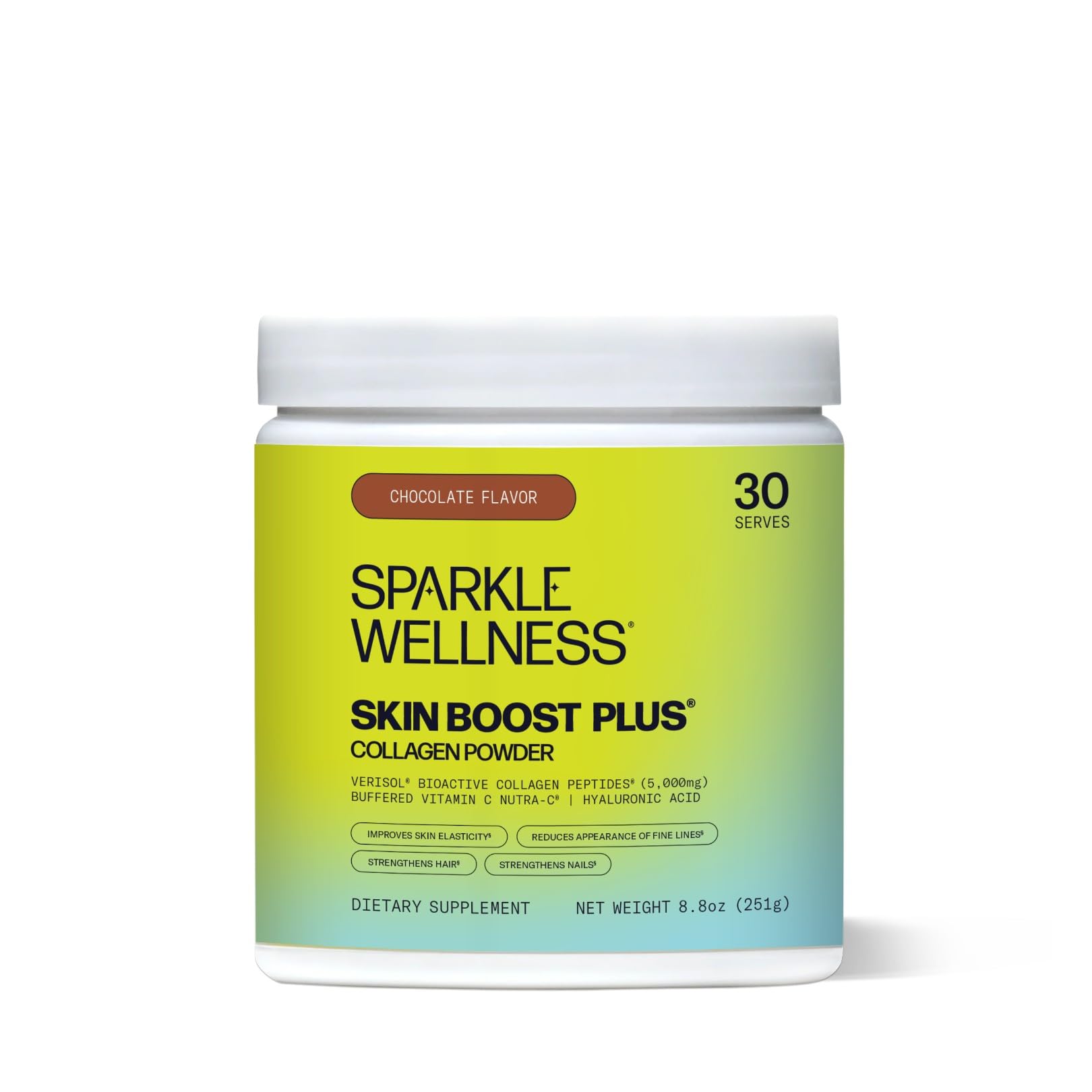 Sparkle Wellness Skin Boost Plus (Chocolate) [30-Serves] | Collagen Powder Supplement with Verisol Bioactive Hydrolyzed Collagen Peptides, Vitamin C & Hyaluronic Acid to Improve Skin Elasticity