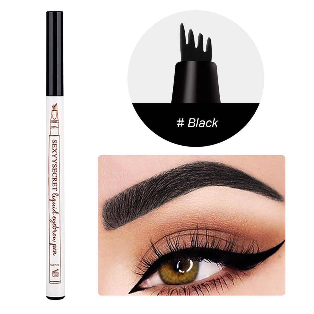 DEVIMIC Eyebrow Tattoo Pen, Microblading Eyebrow Pencil, with a Micro-Fork Tip Applicator, Create Natural Looking Eyebrows, Easy to Use and Stays All Day (Black)