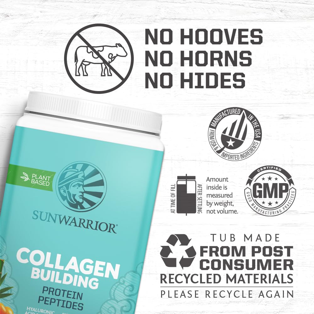 Sunwarrior Vegan Collagen Building Peptides Plant-Based Protein Powder with Hyaluronic Acid & Biotin for Hair Skin Nail Support Non-GMO Dairy Sugar Free Low Carb | Chocolate 40 Servings