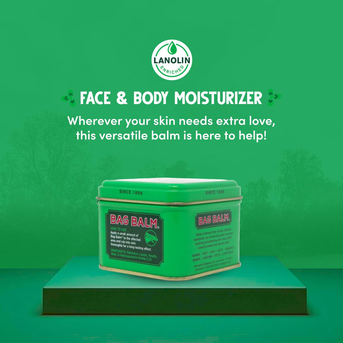 Bag Balm Vermont's Original Hand Moisturizer, Hand Balm for Dry Skin, Cracked Hands, Heels & Dry Hands Treatment, For Dogs and More Ointment, Lotion - 8oz Tin, 3 Pack