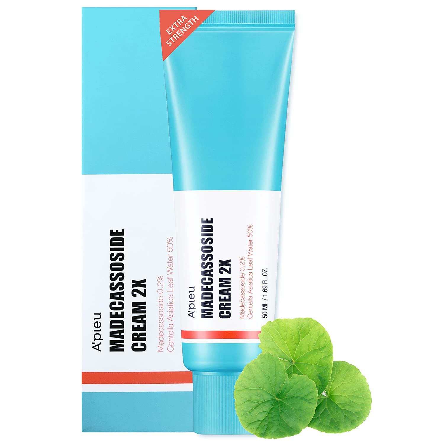 A'PIEU Madecassoside Cream 2X (1.69 fl oz) - for Combination and Blemish-Prone Skin, Helps Soothe Dryness, Sun Damage, Even Dark Spots - Centella Asiatica, Asiaticoside, Asiatic Acid