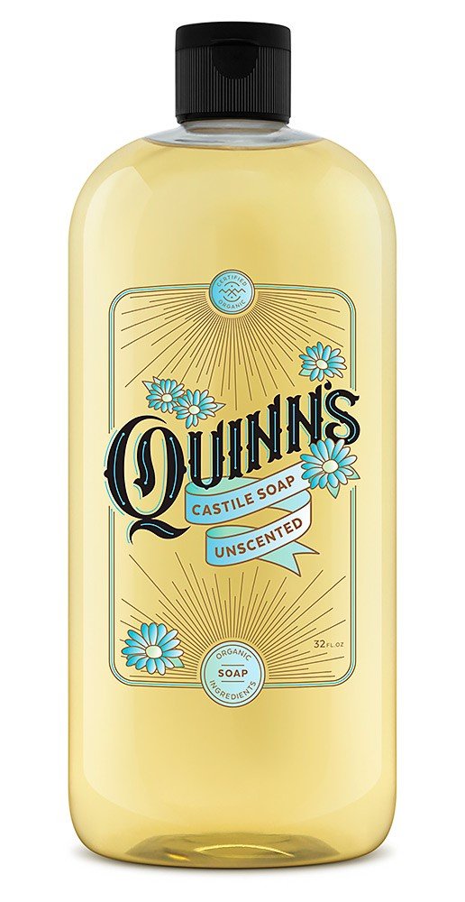 Quinn's Pure Castile Organic Liquid Soap, Unscented, 32 oz