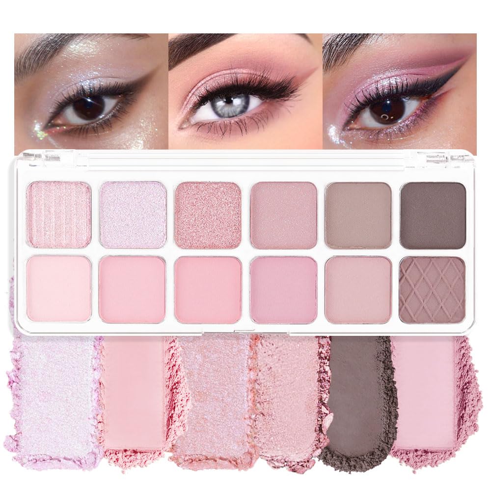 AMY'S DIARY 12-Color Light Pink Brown Eyeshadow Palette for Versatile Day-to-Night Looks – Blendable, Long-Lasting, and Highly Pigmented. Elevate Your Eye Makeup– Unleash Your Unique Style (09#)