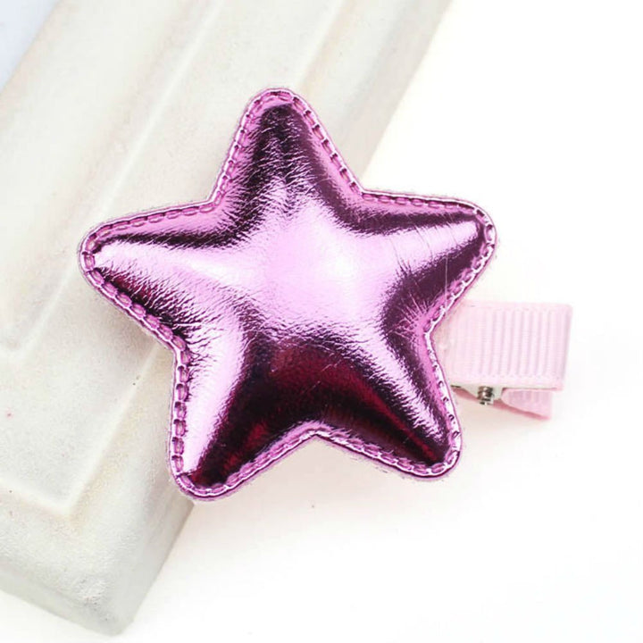 AKOAK 5 Pcs/Lot Assorted Color Lovely Sweet PU Star Shape Girls' Hairpin Hair Clips Grips Kids Hair Accessories
