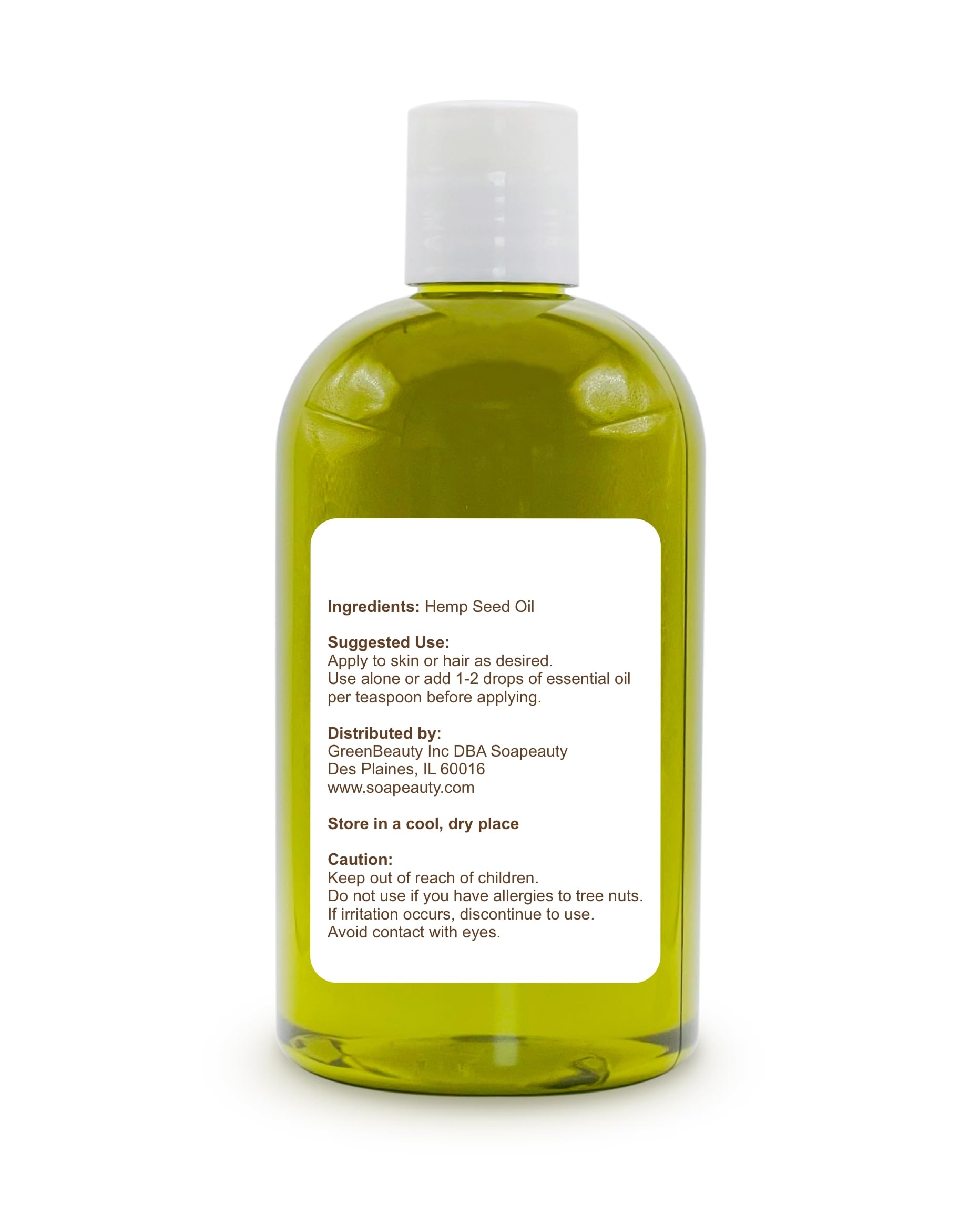 Soapeauty Hemp Seed Oil Unrefined Cold Pressed | Massage & Body Oil | for Skin, Face, Hair, and Soap Making | Carrier for Essential Oils | Rich in Omega Fatty Acids – 12 Fl Oz