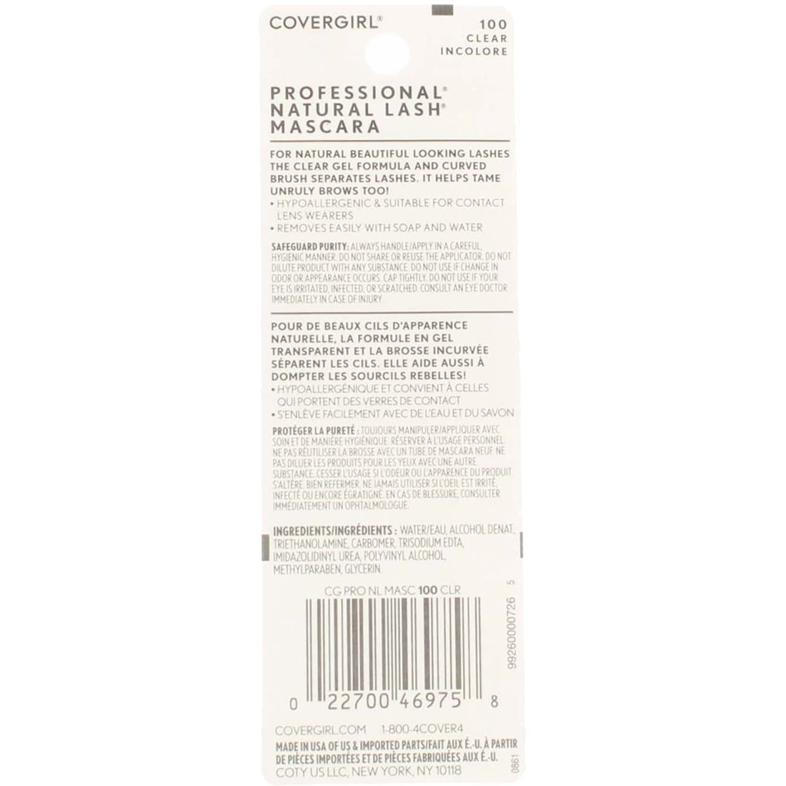 CoverGirl Professional Natural Lash Mascara, Clear [100] 0.34 oz (Pack of 4)