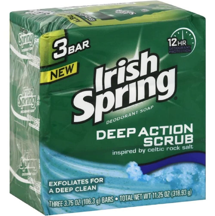 Irish Spring Clean Scrub Deodorant Soap By For Unisex - 3 X 4 Oz Soap